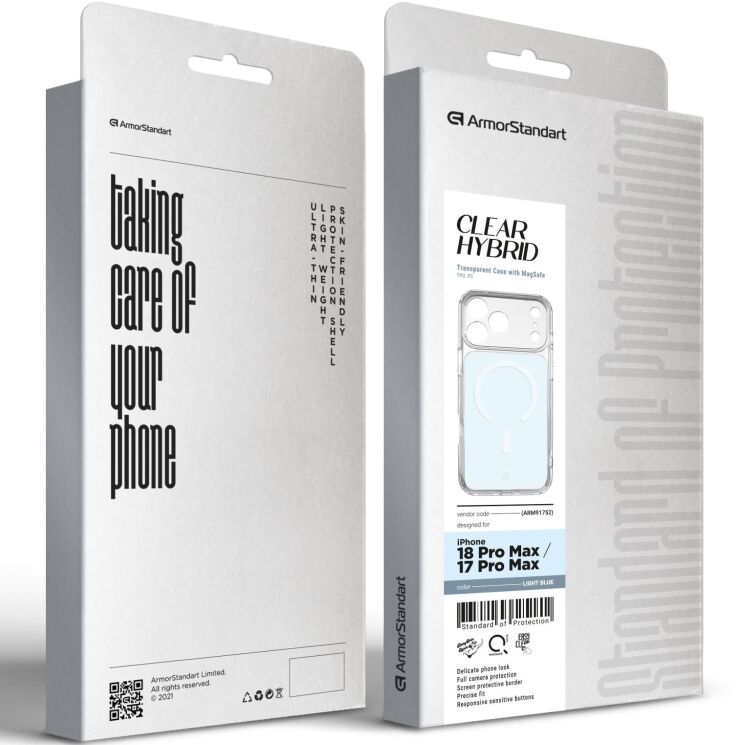 Захисний чохол ArmorStandart Clear Hybrid MagCase для iPhone 18 Pro Max / 17 Pro Max - Light Blue: фото 3 з 3