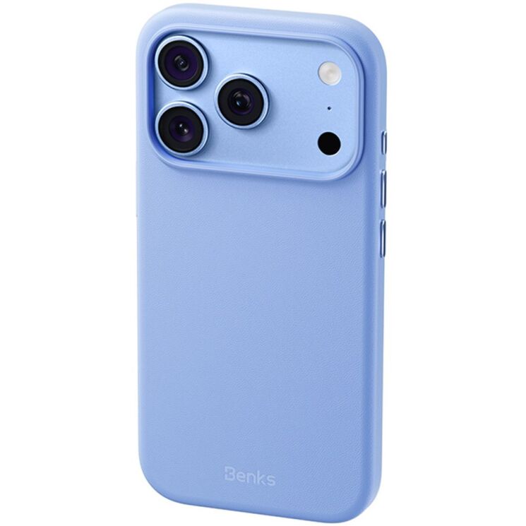 Защитный чехол BENKS Q2 Organic Leather для iPhone 18 Pro Max / 17 Pro Max - Baby Blue: фото 2 из 12