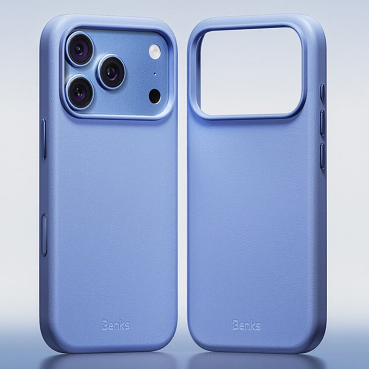 Защитный чехол BENKS Q2 Organic Leather для iPhone 18 Pro Max / 17 Pro Max - Baby Blue: фото 3 из 12