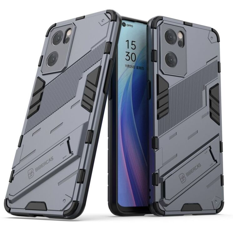 Защитный чехол с подставкой Deexe Bibercas для OPPO Reno 7 5G Chinese - Dark Blue: фото 1 из 8