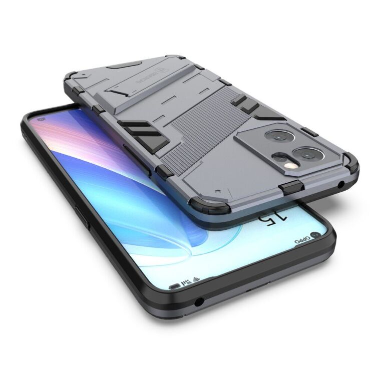 Защитный чехол с подставкой Deexe Bibercas для OPPO Reno 7 5G Chinese - Dark Blue: фото 5 из 8