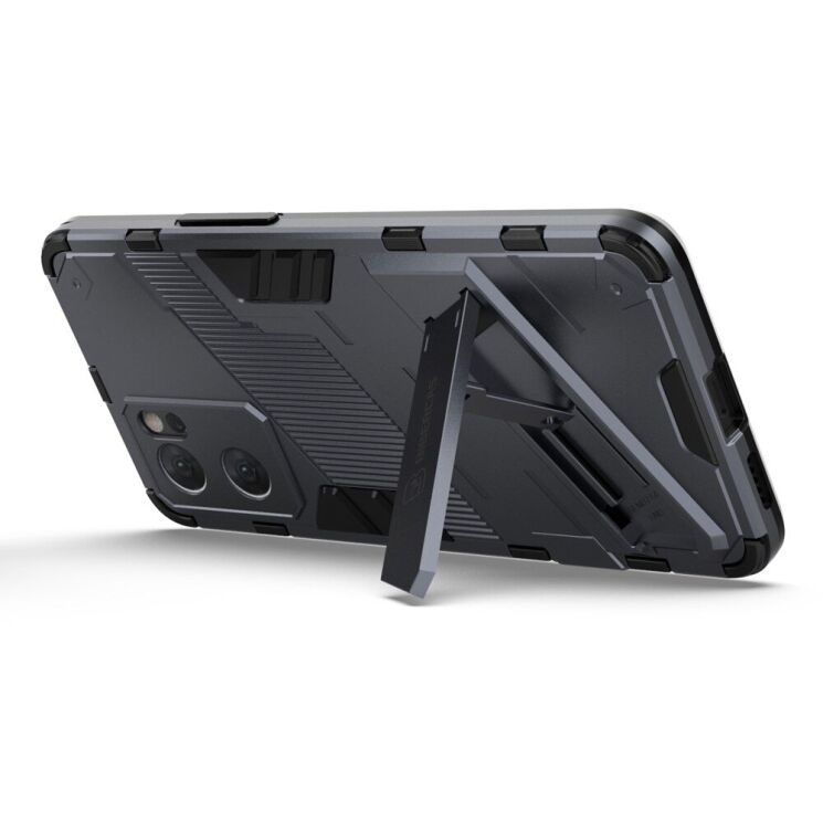 Защитный чехол с подставкой Deexe Bibercas для OPPO Reno 7 5G Chinese - Dark Blue: фото 4 из 8