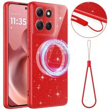 Захисний чохол Deexe Glitter Case with MagSafe для Motorola Moto G17 Power / G15 Power / G15 - Red: фото 1 з 7