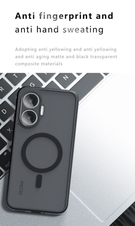 Защитный чехол Deexe Matte Skin with MagSafe для Xiaomi Poco F7 - Black: фото 20 из 21