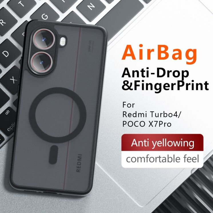 Захисний чохол Deexe Matte Skin with MagSafe для Xiaomi Poco X7 Pro - Transparent / Black: фото 11 з 14