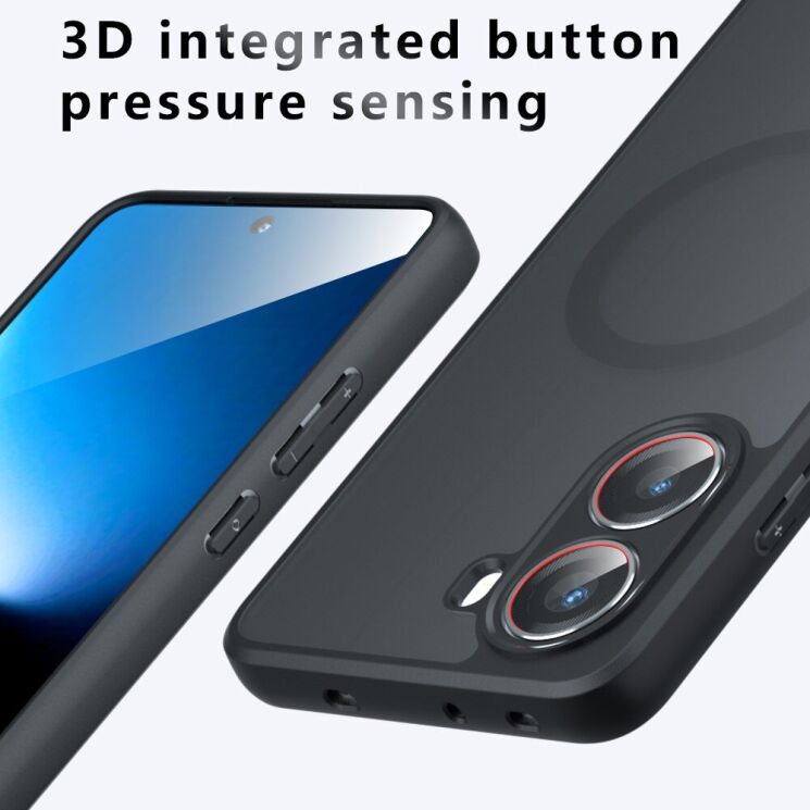 Захисний чохол Deexe Matte Skin with MagSafe для Xiaomi Poco X7 Pro - Transparent / Black: фото 10 з 14