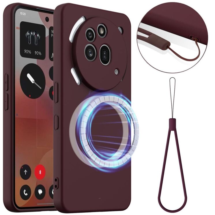 Защитный чехол Deexe Silicone Case with MagSafe для Nothing Phone (3a) Pro - Wine Red: фото 1 из 8