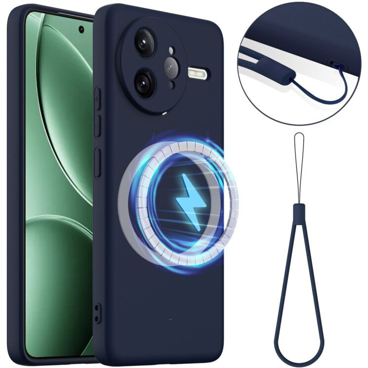 Защитный чехол Deexe Silicone Case with MagSafe для Xiaomi Poco F7 Ultra - Dark Blue: фото 1 из 8