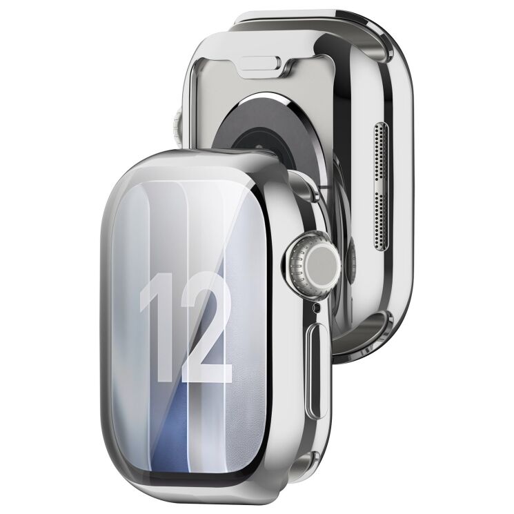 Защитный чехол Deexe Silicone Frame для Apple Watch 12 42mm - Silver: фото 3 из 7