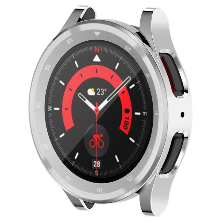 Захисний чохол Deexe Silicone Frame для Samsung Galaxy Watch 5 Pro (45mm) - Silver: фото 1 з 5