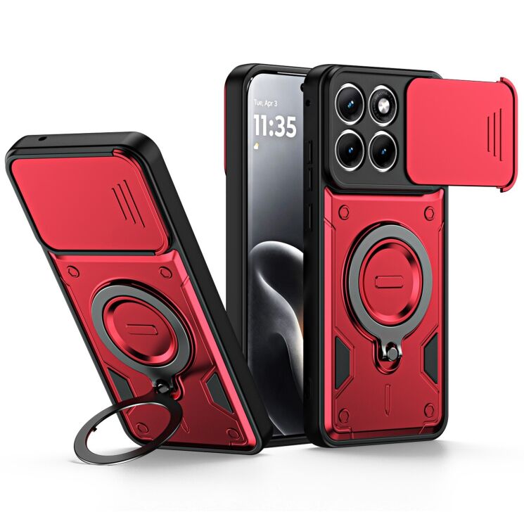 Защитный чехол Deexe Slider Stand для Motorola Edge 70 Fusion - Red: фото 1 из 9