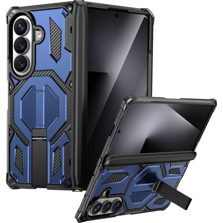 Защитный чехол Deexe Tank Stand для Samsung Galaxy Fold 8 Ultra / Fold 7 - Blue: фото 1 из 10