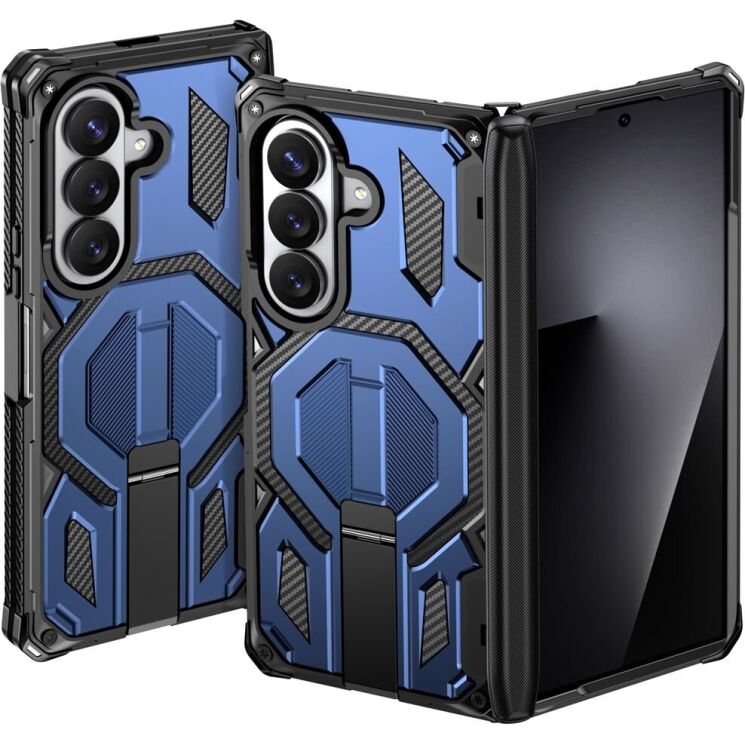 Защитный чехол Deexe Tank Stand для Samsung Galaxy Fold 8 Ultra / Fold 7 - Blue: фото 3 из 10