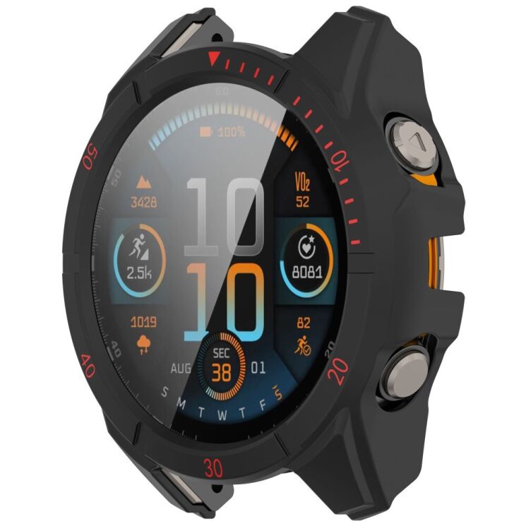 Защитный чехол Deexe Watch Case для Garmin Fenix 8 (47mm) - Black / Red: фото 5 из 7