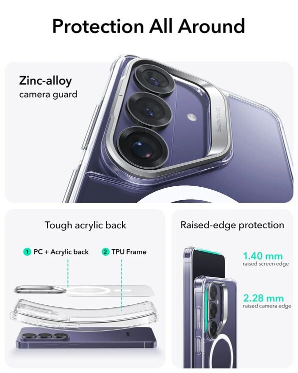 Защитный чехол ESR Classic Hybrid Magnetic Case (Stash Stand) для Samsung Galaxy S26 (S942) - Clear: фото 3 из 8