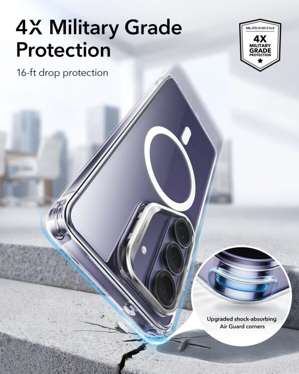 Защитный чехол ESR Classic Hybrid Magnetic Case (Stash Stand) для Samsung Galaxy S26 (S942) - Clear: фото 4 из 8