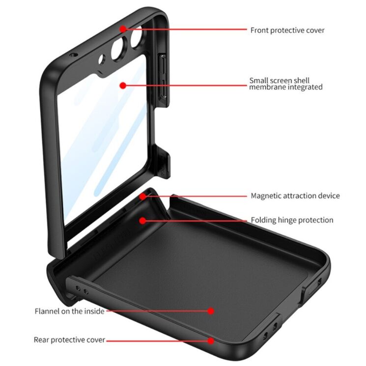 Защитный чехол GKK Magnetic Fold для Samsung Galaxy Flip 6 - Black: фото 2 из 9