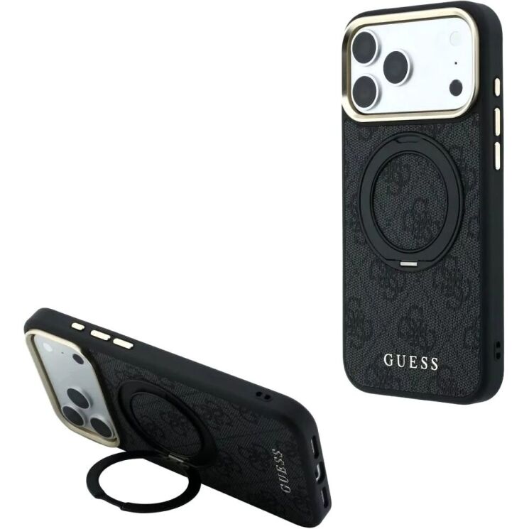 Захисний чохол Guess Ring Stand 360 4G Classic Logo MagSafe для iPhone 18 Pro / 17 Pro (GUHMP18L6PS4RSCLK) - Black (423747B) Захисний чохол Guess Ring Stand 360 4G Classic Logo MagSafe для iPhone 18 Pro / 17 Pro (GUHMP18L6PS4RSCLK) - Black: фото 1 з 7