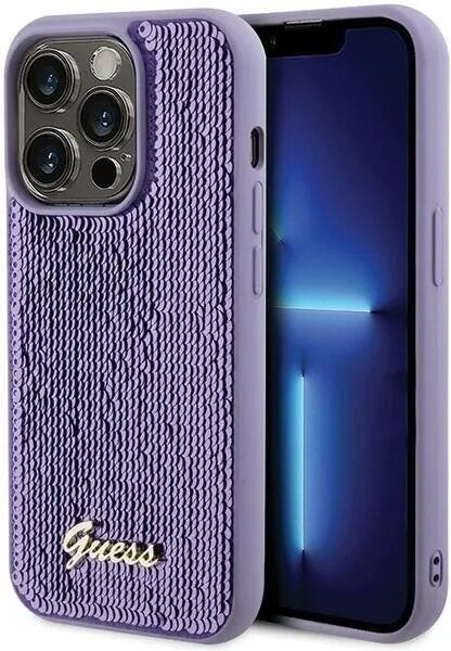 Захисний чохол Guess Sequin Script Metal для Apple iPhone 15 Pro (GUHCP15LPSFDGSU) - Purple: фото 1 з 7