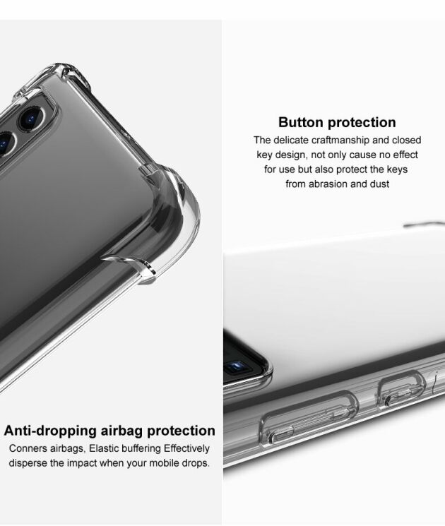 Защитный чехол IMAK Airbag MAX Case для Xiaomi Poco F2 Pro / Redmi K30 Pro - Transparent Black: фото 8 из 14