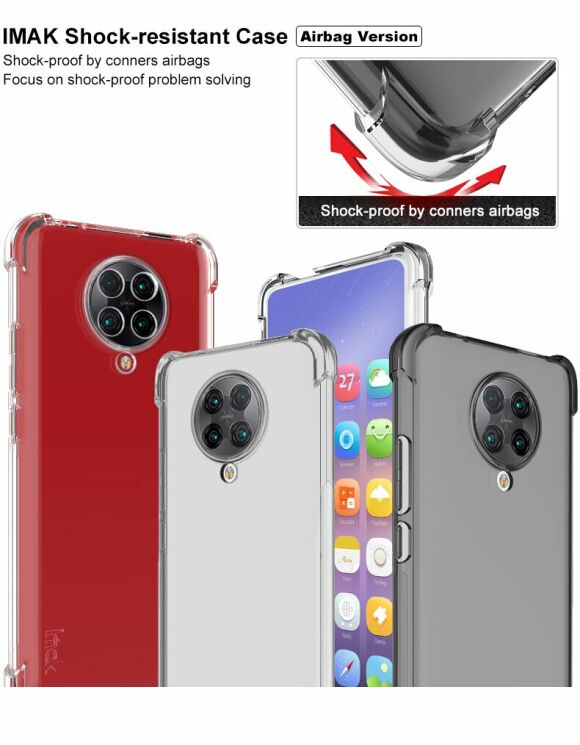Защитный чехол IMAK Airbag MAX Case для Xiaomi Poco F2 Pro / Redmi K30 Pro - Transparent Black: фото 5 из 14