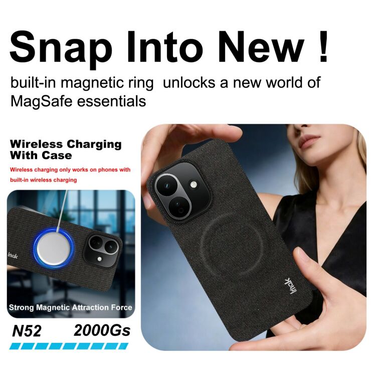 Захисний чохол IMAK Fabric Case with MagSafe для Xiaomi Redmi Note 17 Pro - Black: фото 5 з 10