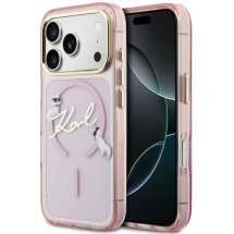 Захисний чохол Karl Lagerfeld IML Choupettes Karl Script Logo MagSafe для iPhone 17 Pro (KLHMP17L5HKSCAP) - Pink: фото 1 з 8