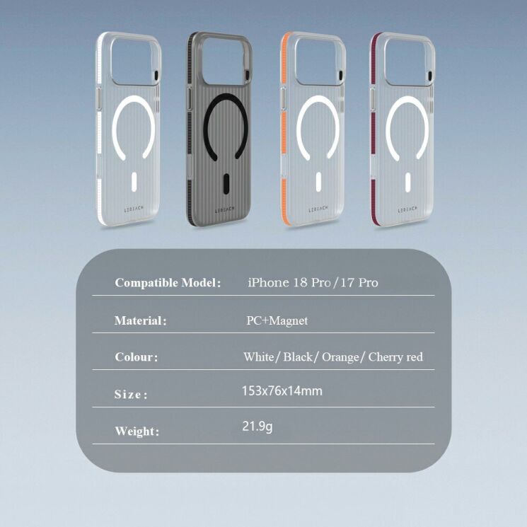 Захисний чохол LEREACH TOC Magnetic для iPhone 18 Pro - Cherry: фото 12 з 12