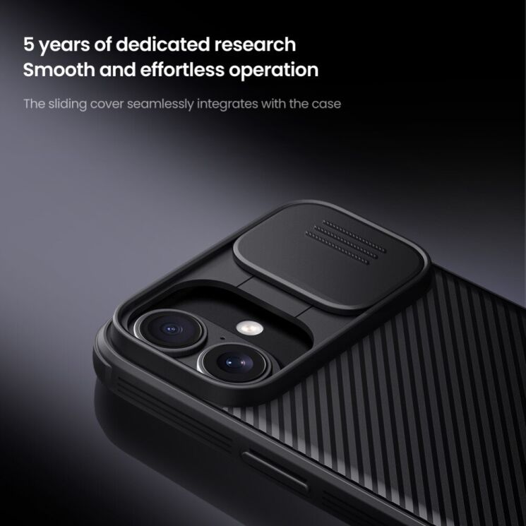 Защитный чехол NILLKIN CamShield Pro для Apple iPhone 16 - Black: фото 7 из 11