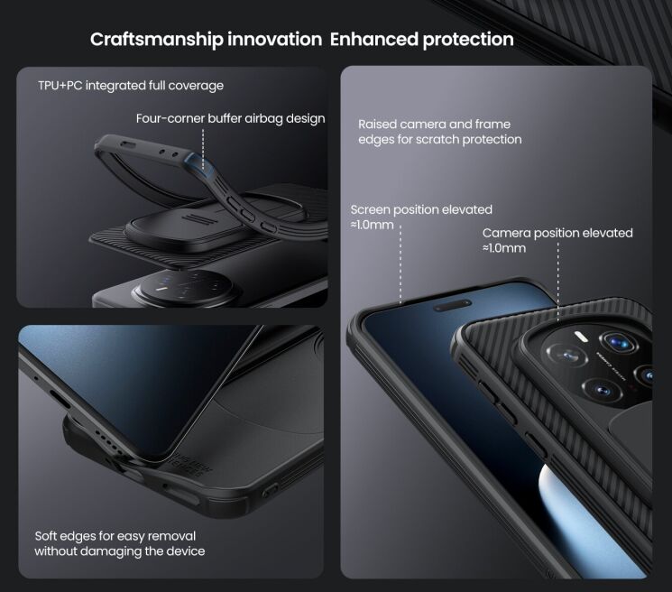 Защитный чехол NILLKIN CamShield Pro для Honor Magic 7 Pro - Black: фото 9 из 15