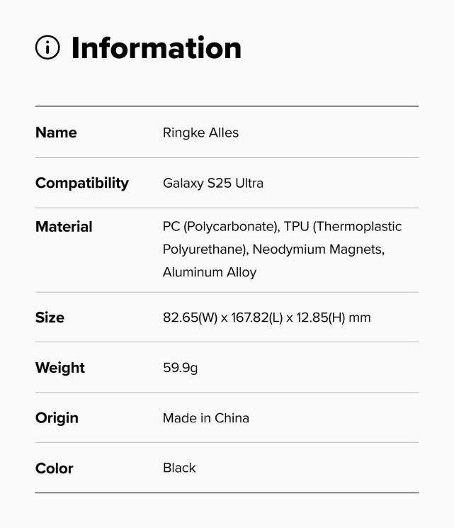 Защитный чехол Ringke Alles Magnetic (FP) для Samsung Galaxy S25 Ultra (S938) 8800274969353 - Black: фото 21 из 21