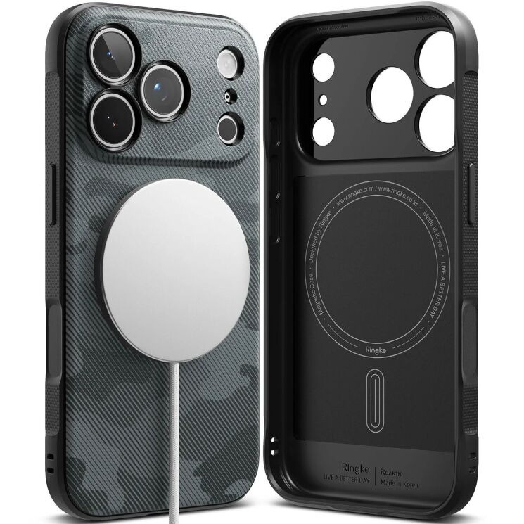 Защитный чехол Ringke Onyx Magnetic (FP) для iPhone 18 Pro (8800380463028) - Camo Black: фото 1 из 17