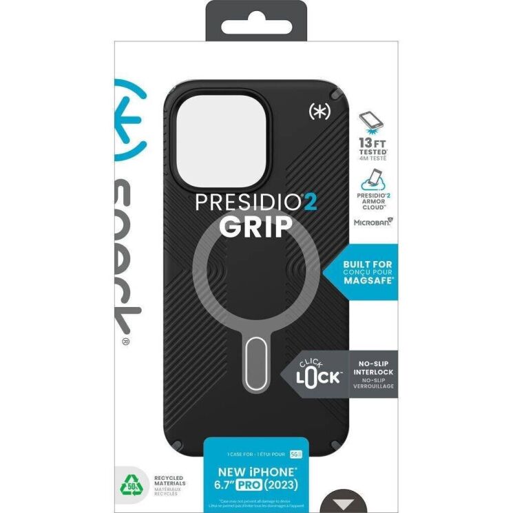 Защитный чехол Speck Presidio2 Grip MagSafe ClickLock для iPhone 15 Pro Max (150463-3205) - Black (349663B) Защитный чехол Speck Presidio2 Grip MagSafe ClickLock для iPhone 15 Pro Max (150463-3205) - Black: фото 9 из 9