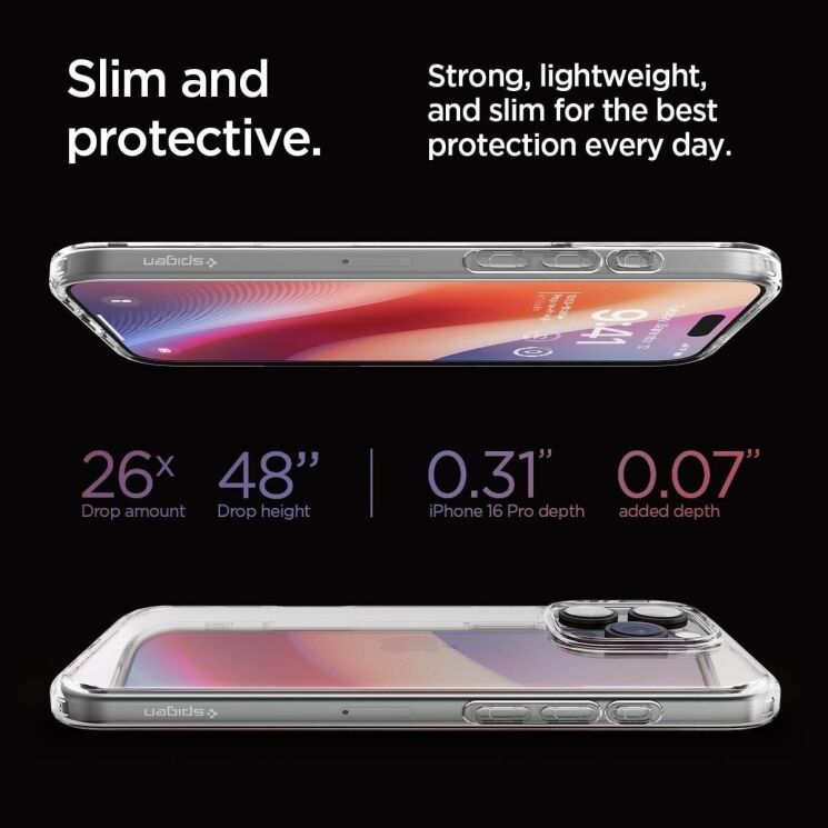 Защитный чехол Spigen (SGP) Crystal Hybrid для Apple iPhone 16 Pro (ACS08161) - Crystal Clear: фото 12 из 13
