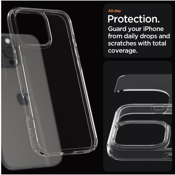 Защитный чехол Spigen (SGP) Crystal Hybrid для Apple iPhone 16 Pro (ACS08161) - Crystal Clear: фото 11 из 13