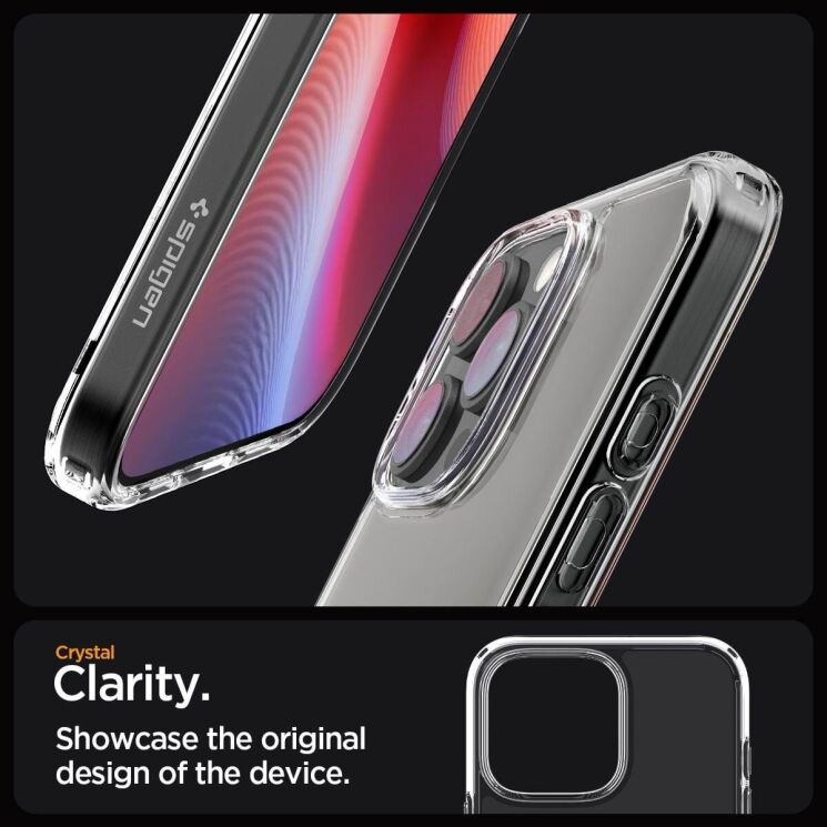 Защитный чехол Spigen (SGP) Crystal Hybrid для Apple iPhone 16 Pro (ACS08161) - Crystal Clear: фото 9 из 13