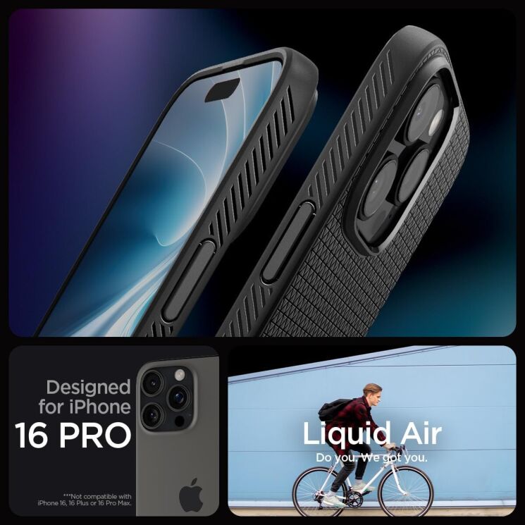 Защитный чехол Spigen (SGP) Liquid Air для Apple iPhone 16 Pro - Navy Blue: фото 11 из 16