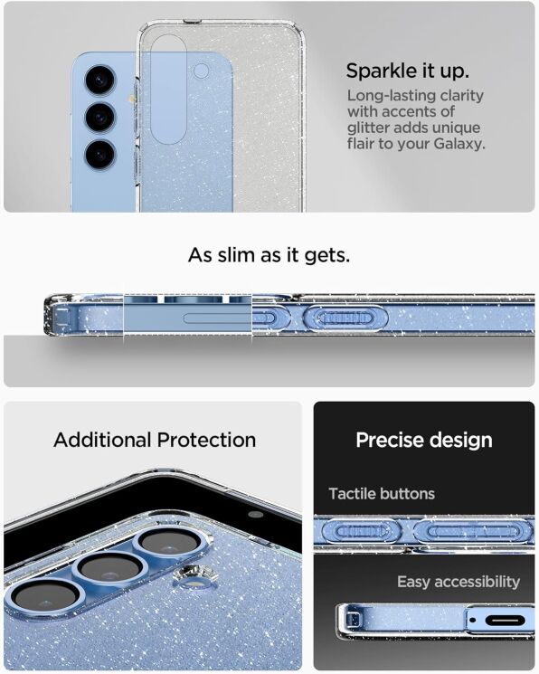 Защитный чехол Spigen (SGP) Liquid Crystal Glitter для Samsung Galaxy S25 (S931) ACS08997 - Crystal Quartz: фото 15 из 15