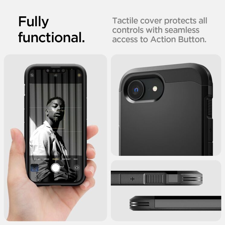 Защитный чехол Spigen (SGP) Tough Armor (MagFit) для Apple iPhone 16e (ACS09136) - Gunmetal: фото 16 из 18