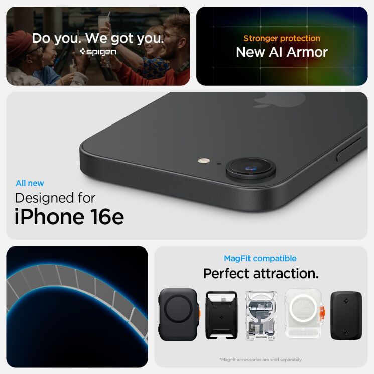 Защитный чехол Spigen (SGP) Tough Armor (MagFit) для Apple iPhone 16e (ACS09136) - Gunmetal: фото 13 из 18
