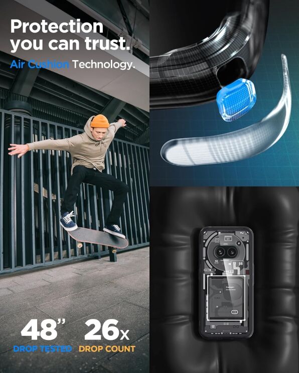 Защитный чехол Spigen (SGP) Ultra Hybrid Zero One для Nothing Phone (2a) / Phone (2a) Plus - Black: фото 10 из 13