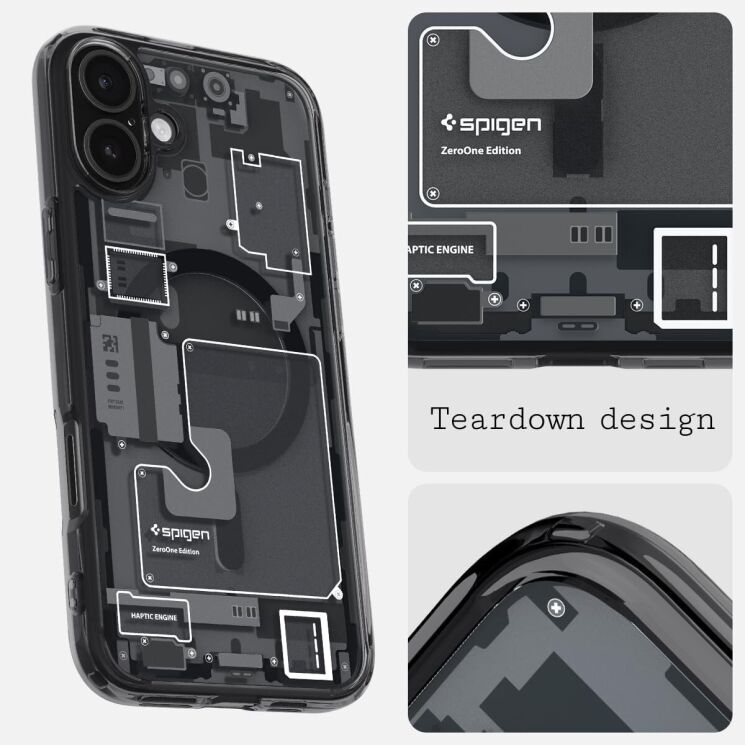Защитный чехол Spigen (SGP) Ultra Hybrid Zero One (MagFit) для Apple iPhone 16 (ACS08208) - Black: фото 8 из 12