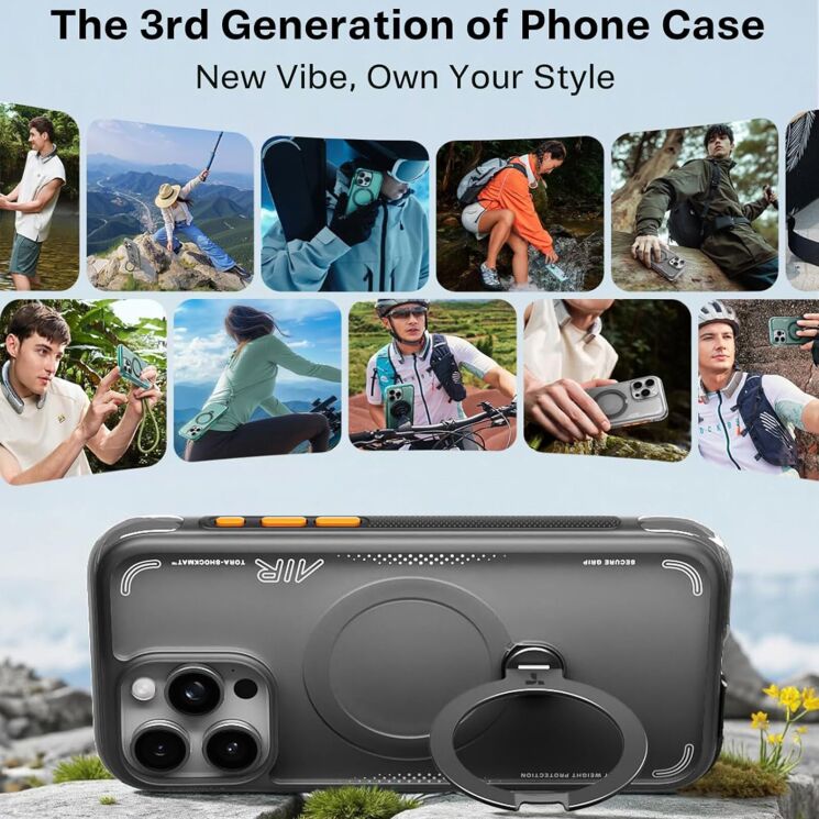 Захисний чохол TORRAS Ostand Q3 Air для iPhone 15 Pro Max - Green: фото 3 з 8