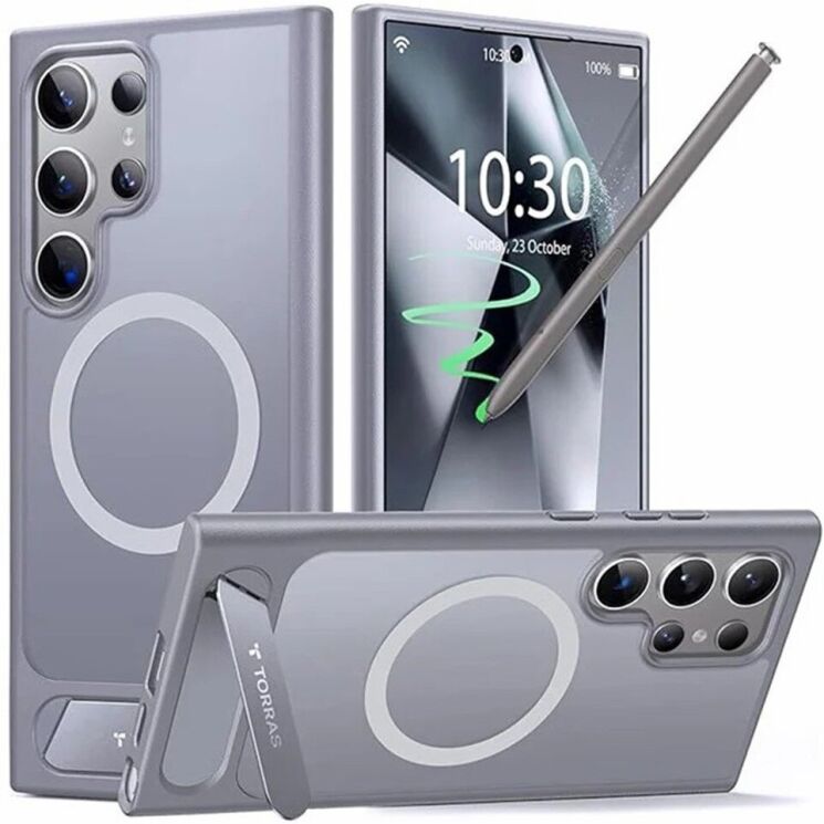 Защитный чехол TORRAS Pstand MagSafe для Samsung Galaxy S24 Ultra (S928) - Titanium Grey: фото 1 из 5