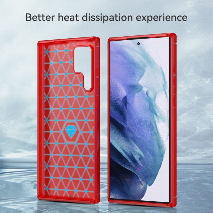Защитный чехол UniCase Carbon для Samsung Galaxy S22 Ultra (S908) - Red: фото 4 из 8