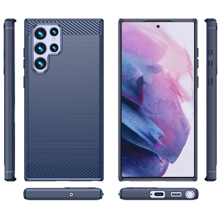 Защитный чехол UniCase Carbon для Samsung Galaxy S22 Ultra (S908) - Red: фото 8 из 8