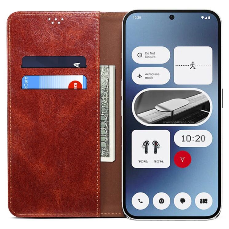 Защитный чехол UniCase Leather Wallet для Nothing Phone (2a) / Phone (2a) Plus - Brown: фото 2 из 6