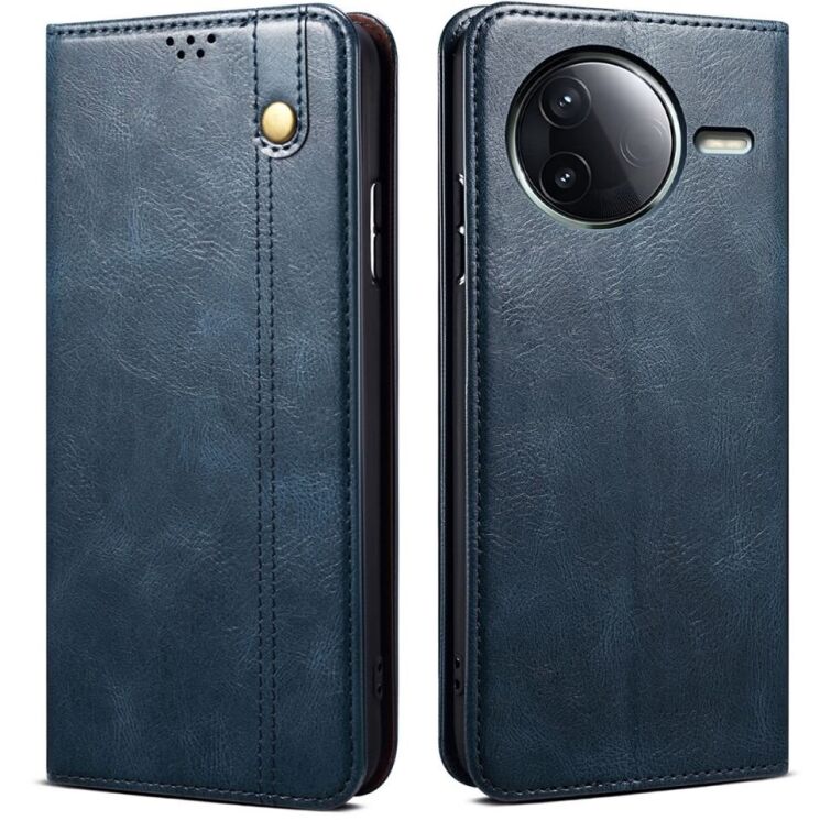 Защитный чехол UniCase Leather Wallet для Xiaomi Poco F7 Pro - Blue: фото 1 из 7