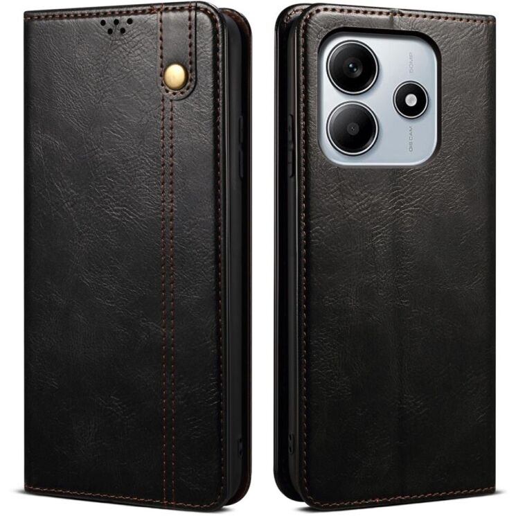 Защитный чехол UniCase Leather Wallet для Xiaomi Redmi Note 14 5G - Black: фото 1 из 10