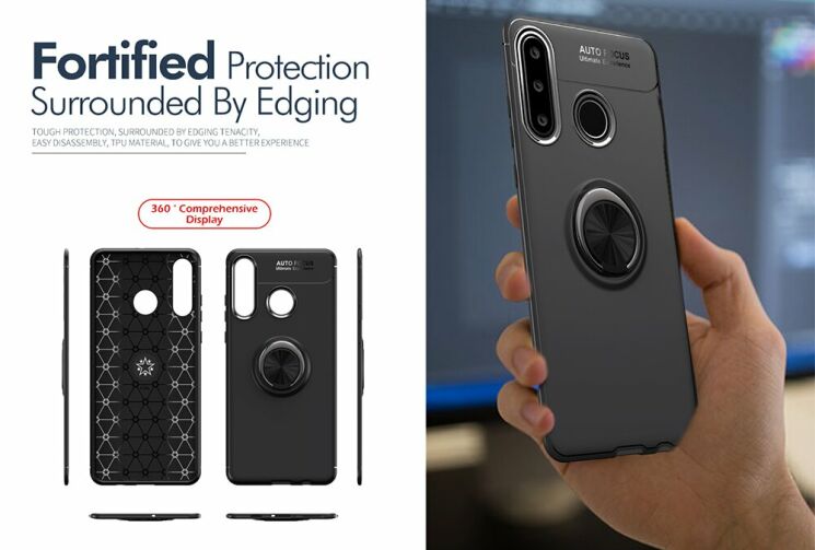 Защитный чехол UniCase Magnetic Ring для Huawei P40 Lite E - All Black: фото 17 из 17